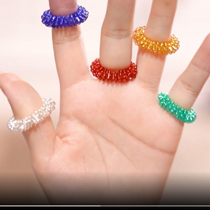 极速5-15pcs Acupressure Rings ASpiky Sensory Finger Rings Se