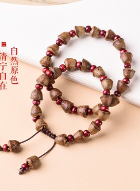 新品小金钟菩提子手n串男女原籽108颗佛珠文玩多单圈药香情侣手链