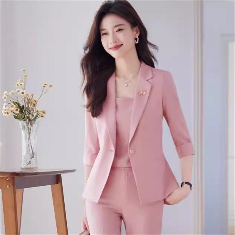 新品小个子西装外套女夏薄款职业装气质J女神范高端正装西服套装