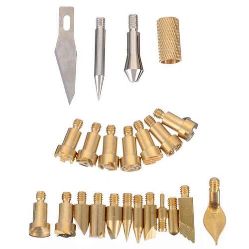 极速22Pcs Copper Soldering Pyrography Tips Wood Engravi.ng B