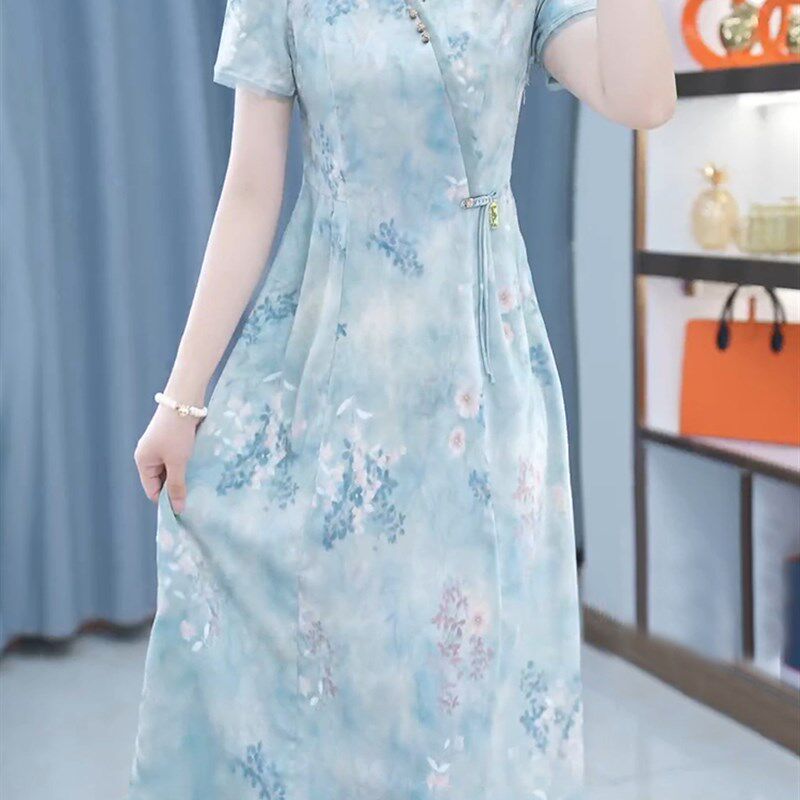 新品新中式国风改良旗袍连衣裙2025新H款女夏妈妈高端气质年轻奢