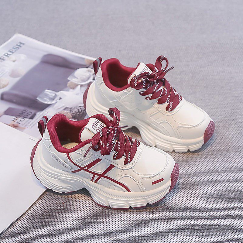 新品女童运动鞋皮面春款老爹u鞋儿童鞋子2026新款小学生中大童女