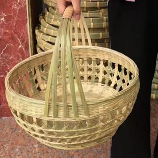 手工竹编篮竹篮手提篮家用菜w篮子竹制品水果篮编织收纳竹筐购物