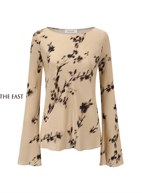 《鹦鹉梨严选》Into The East桑蚕丝花影长袖上衣E1DGSS008KT21TP