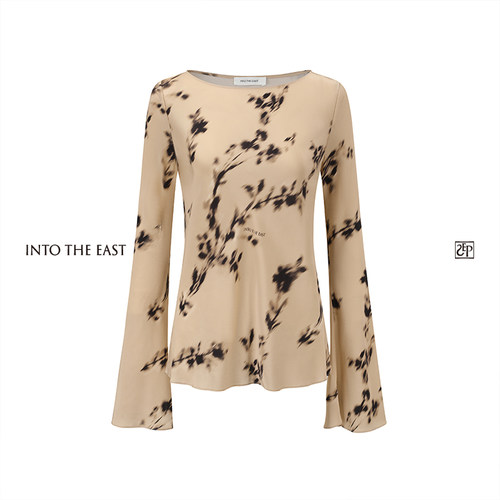 《鹦鹉梨严选》Into The East桑蚕丝花影长袖上衣E1DGSS008KT21TP
