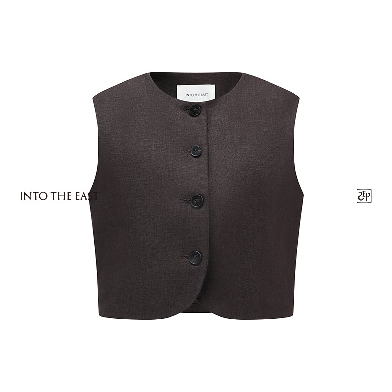 Into The East己印咖色亚麻圆领马甲,女装/女士精品,马夹,淘宝优惠券,粉丝福利购,淘宝优惠卷
