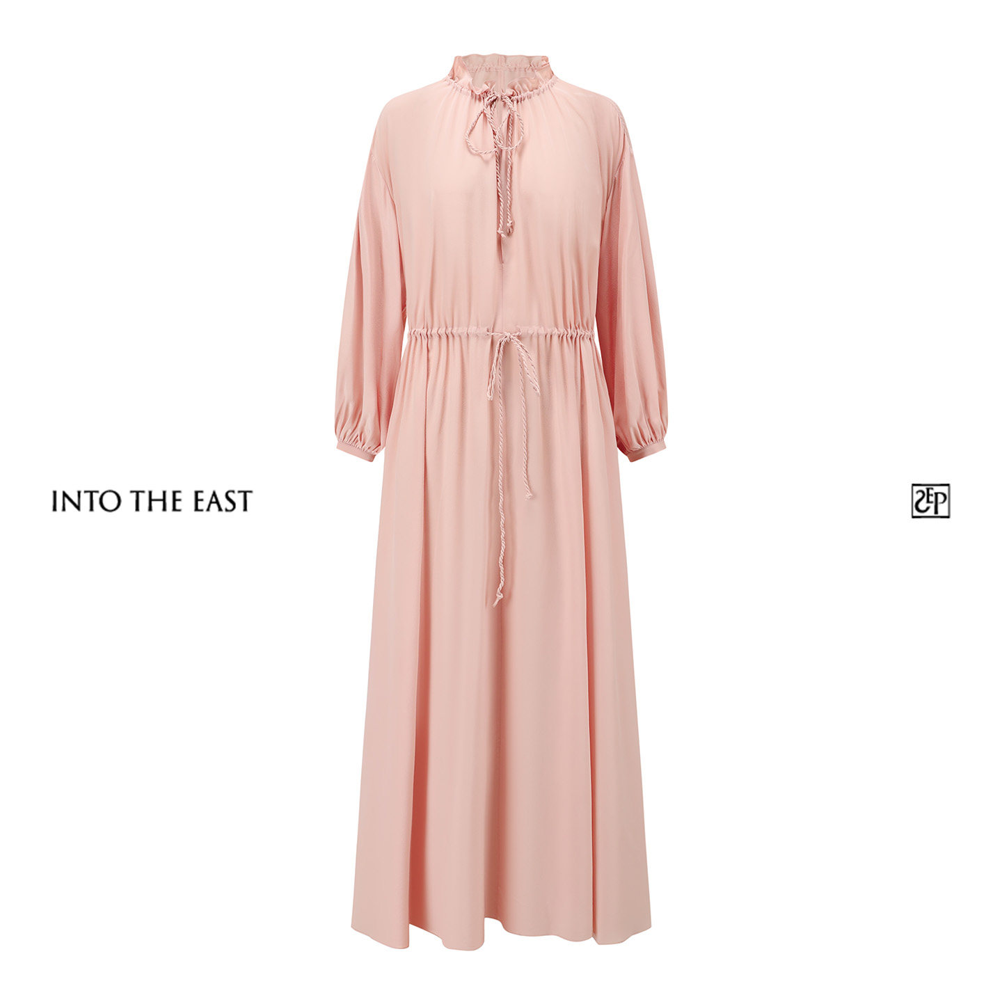 Into The East己印粉色花边抽绳领桑蚕丝连衣裙,女装/女士精品,连衣裙,淘宝优惠券,粉丝福利购,淘宝优惠卷