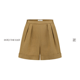 Into The East己印亚麻翻边短裤