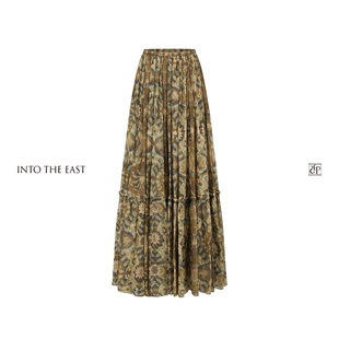 Into The East己印棕榈卷草拼接花边半裙