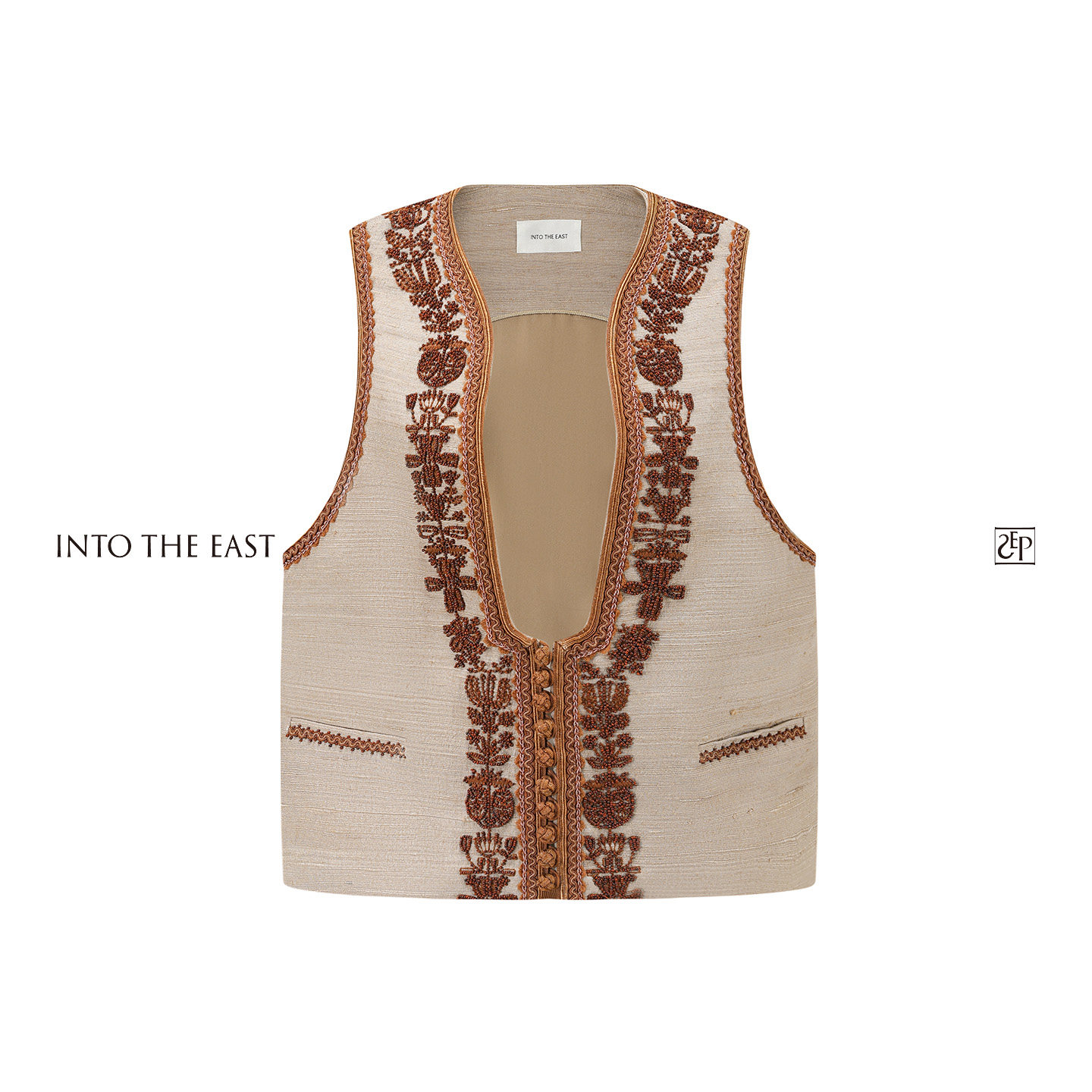 Into The East己印棕色钉珠U领马甲,女装/女士精品,马夹,淘宝优惠券,粉丝福利购,淘宝优惠卷