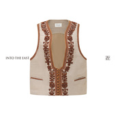 Into The East己印棕色钉珠U领马甲