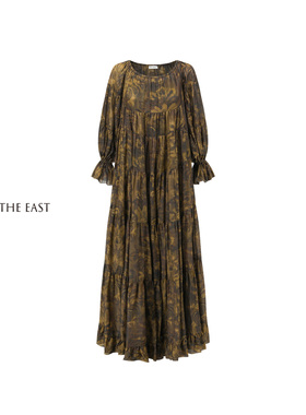 Into The East茛苕油彩长袖宽松塔状连衣裙