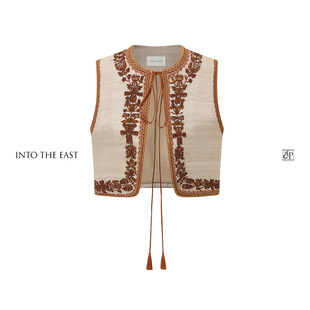 Into The East己印棕色钉珠系绳马甲