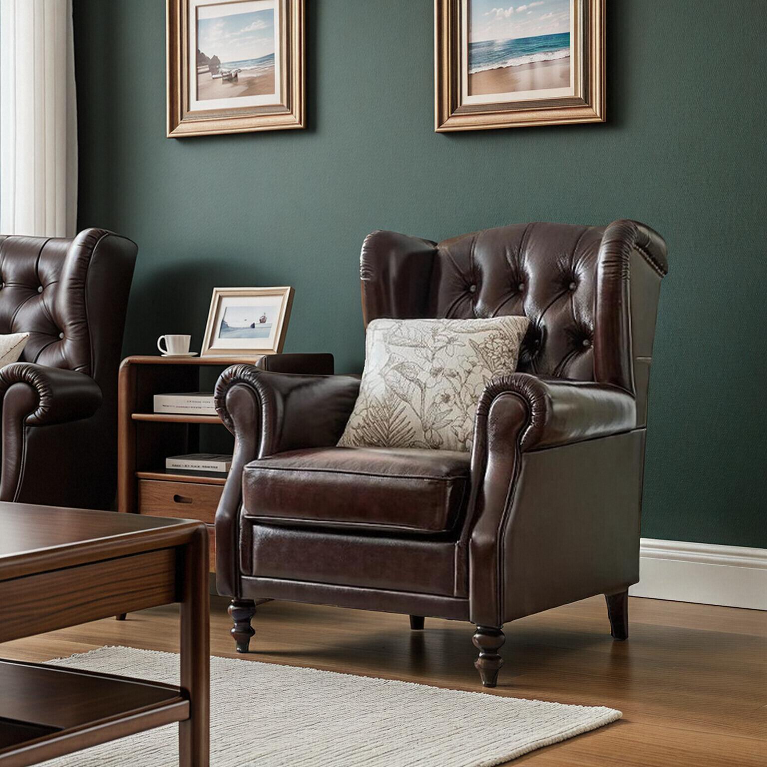 美式真皮沙发头层牛皮复古单人休闲沙发老虎椅经典雪茄椅教父椅