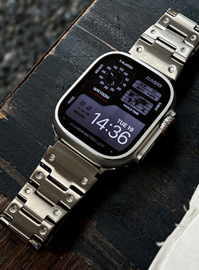 适用iwatchs10/9/8苹果手表带S10个性复古风Ultra圆点金属机甲applewatch765小方块三珠折叠扣se男女款腕带夏