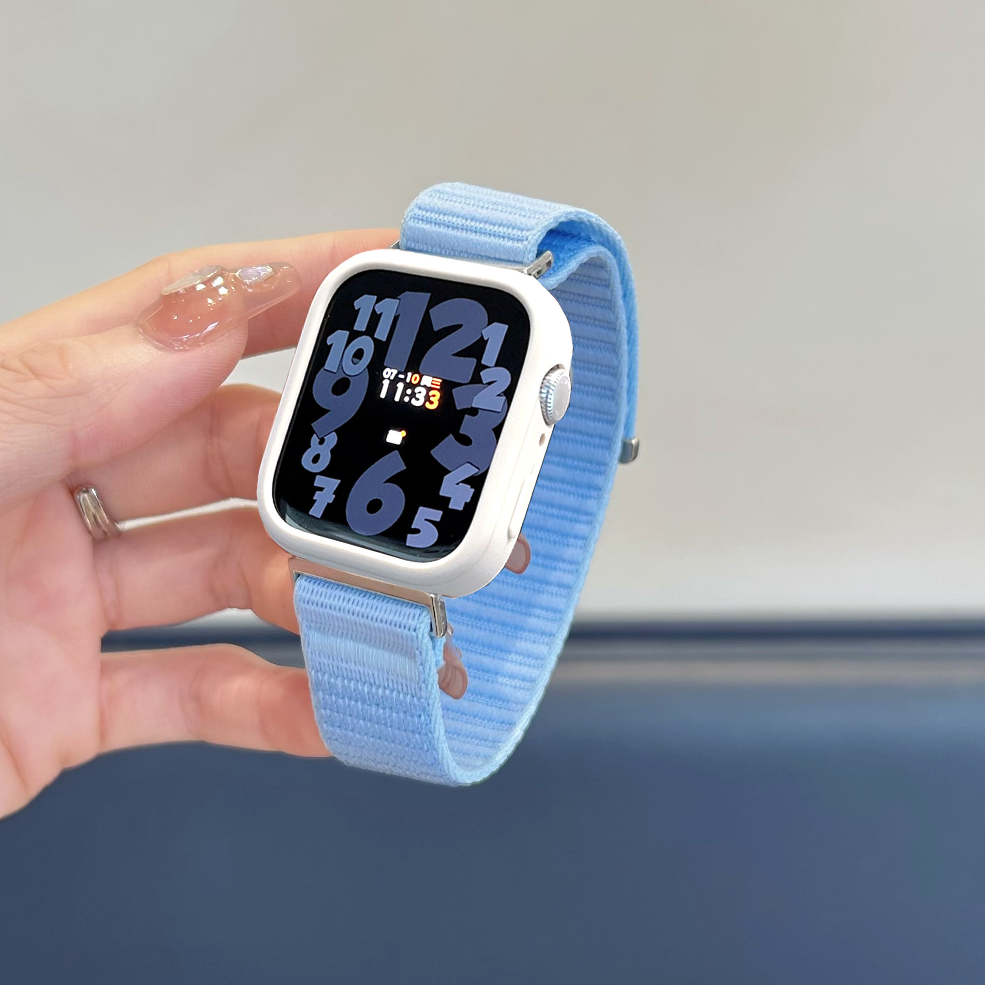 适用华为watchfit4一体山地纹尼龙表带fit4pro编织弹力魔术贴秋冬三四代watchFIT4/3透气配保护壳原野绿腕带