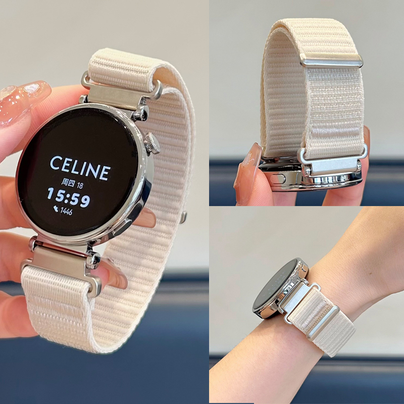 升级金属头编织尼龙】适用华为手表watch5/4/3弹力魔术贴GT6/5/4透气简约gt6/5pro男女小米荣耀4pro三星腕带