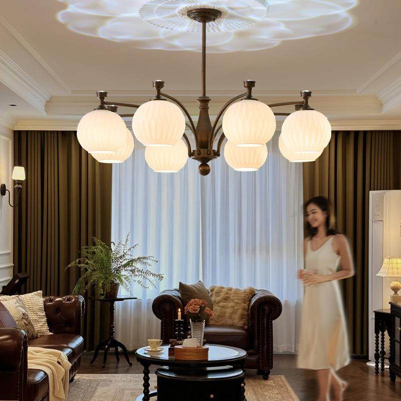 客厅吊灯美式中古主灯法式美拉德复古高级感餐厅卧室大气浪漫灯具