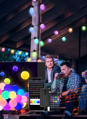 G45球泡灯串户外挂灯幻彩点控圣诞彩灯庭院装饰灯LED灯带可调光