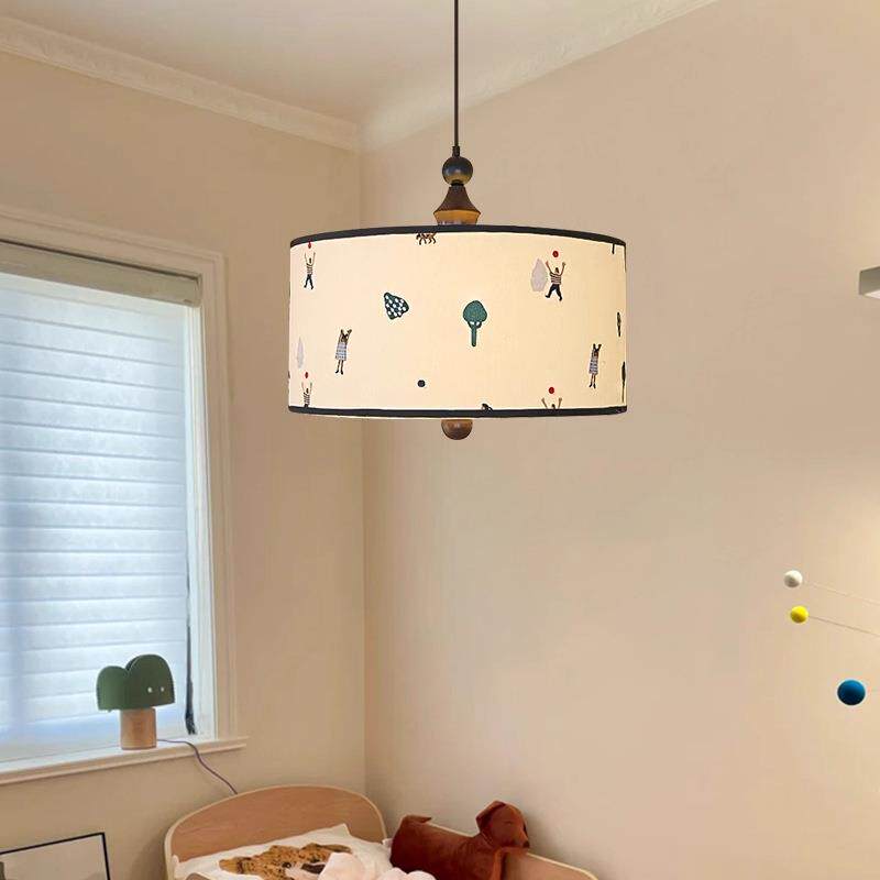 法式中古风卧室床头吊灯复古美式餐厅书房灯布艺灯创意儿童房吊灯