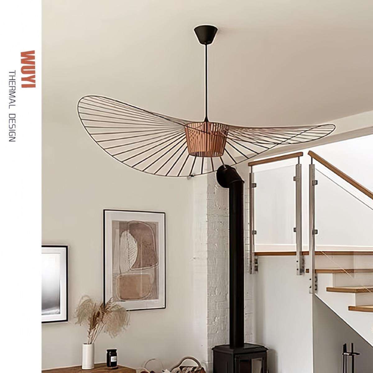 中古风客厅吊灯Vertigo创意艺术人工编织法式草帽灯设计师卧室灯