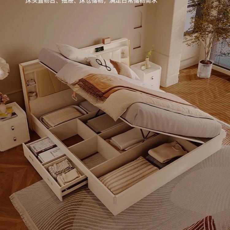 木月储物床现代简约气动收纳床1.8米卧室布艺床带抽屉卧室双人床
