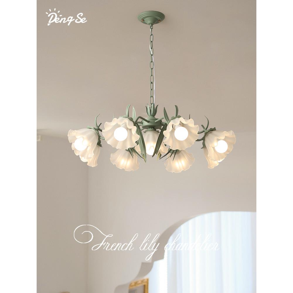 法式田园客厅吊灯复古美式网红创意花朵温馨浪漫餐厅公主卧室灯具