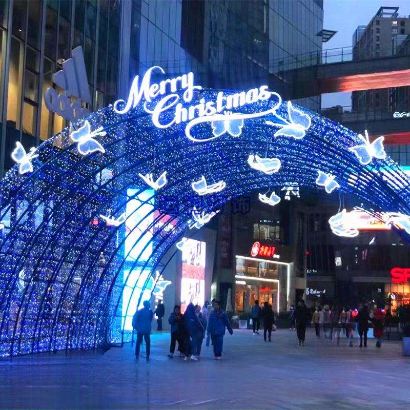 LED户外造型蝴蝶拱门景观灯时光隧道灯光秀发光亮化节日灯装饰