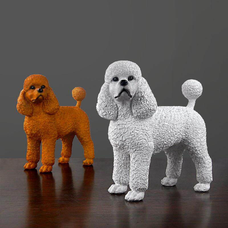 树脂仿真狗摆件客厅书房办公室家居装饰可爱贵妇贵宾犬模型工艺品