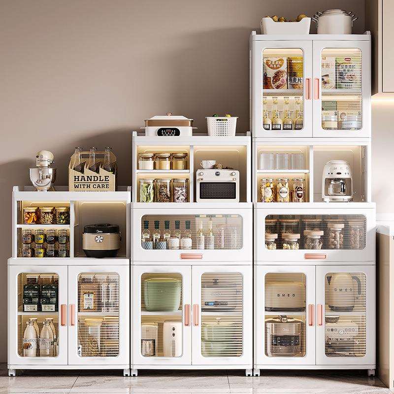 厨房置物架家用餐边储物碗柜落地多层橱柜微波炉多功能收纳柜