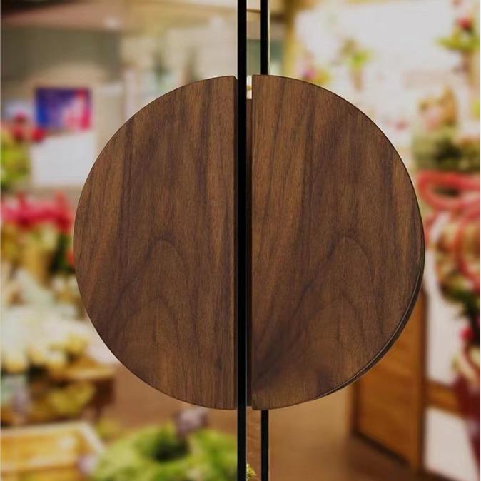 实木大门拉手半圆形新中式玻璃门拉手服装店推拉门把手双开门简约