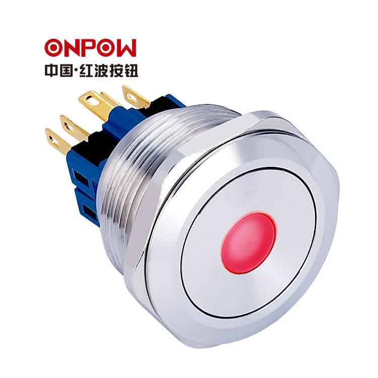 ONPOW中国红波欧宝龙GQ30-11D金属大按键单点带灯自复按钮开关