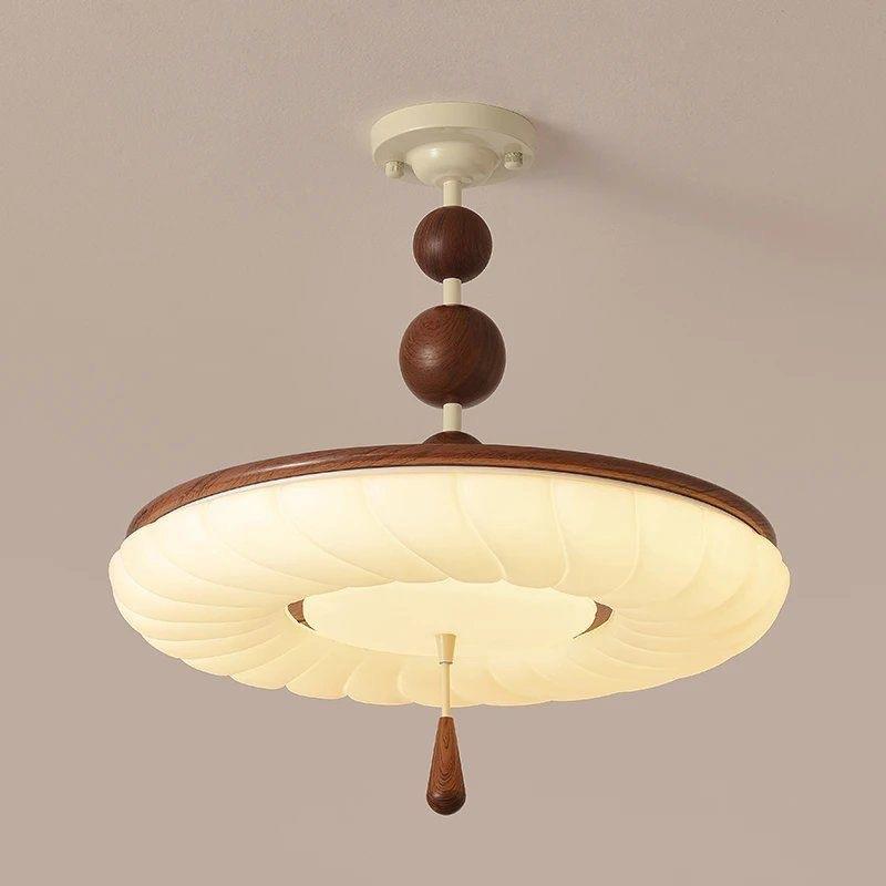 法式中古奶油风卧室餐厅吸顶灯饰美式复古儿童书房胡桃木色吸顶灯