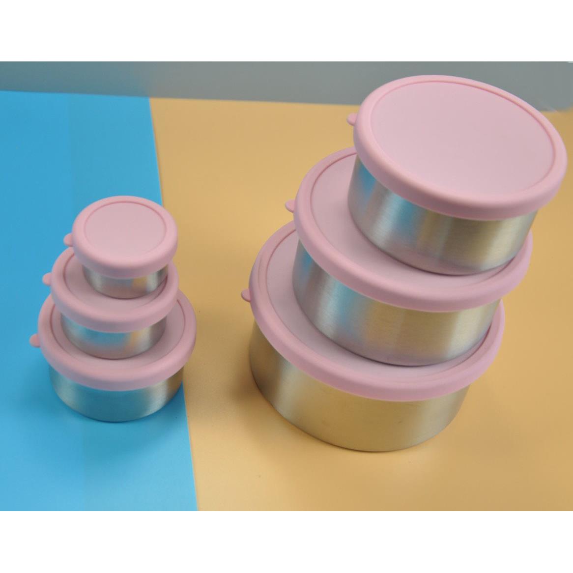 304 不锈钢保鲜盒 圆形带盖密封碗 便当饭盒厨房保鲜午餐盒家用