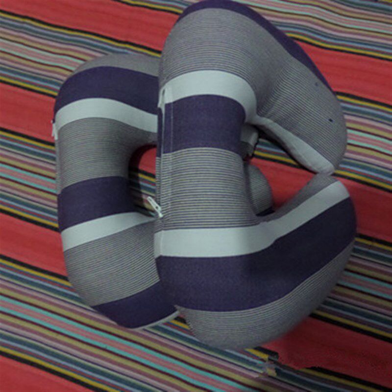 纯棉粗布U型枕按摩护颈s枕成人出差旅行开车靠枕荞麦壳珍珠棉枕芯