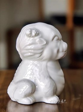 定瓷家居装饰g摆件曲阳原产地定窑白釉软萌龙宠小桌摆书桌茶桌摆