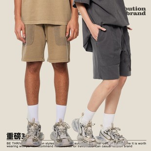 男街头潮牌重磅洗水贴布工艺情侣五分裤 复古做旧短裤 美式 春夏新款