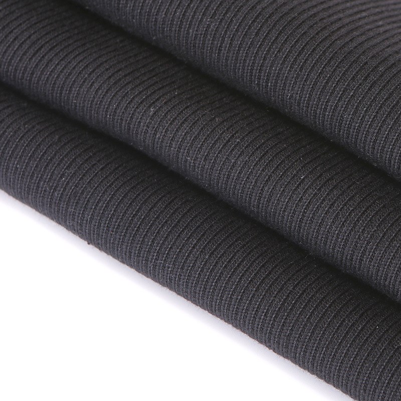 2x1三线罗纹坑条针织面料 700g涤氨袖口裤腰裤脚口弹力螺纹布