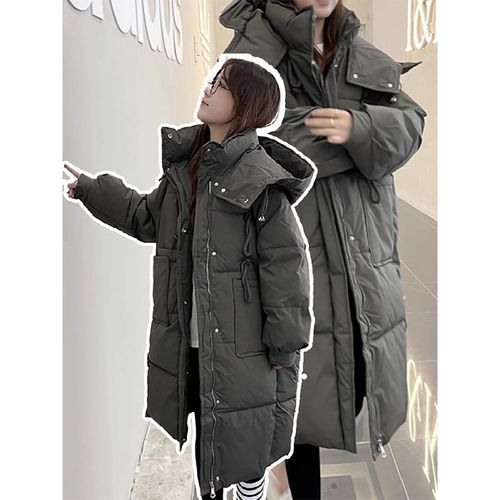 300斤胖mm特大码女装羽绒棉服秋冬学院风中长款加厚保暖灰色外套
