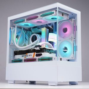 玩嘉玄武PRO白无立柱海景房 游戏电脑台式机箱 M-ATX主板/360水冷