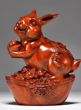 花梨木雕十二生肖摆件一套实木质鼠牛虎兔龙蛇马羊猴W鸡狗猪工艺