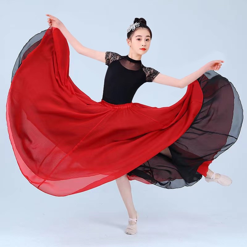 儿童万疆舞蹈演出l大合唱如愿舞蹈服装现代舞大摆裙美丽中国古典