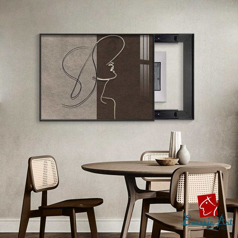侘寂风电表箱装饰画遮挡配电箱挂画免打孔抽象高级感人物横款壁画