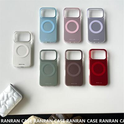 纯色磨砂磁吸手机包适用iP