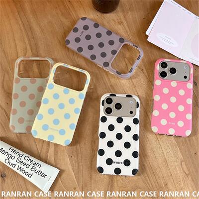 ins韩风撞色波点适用17手机壳