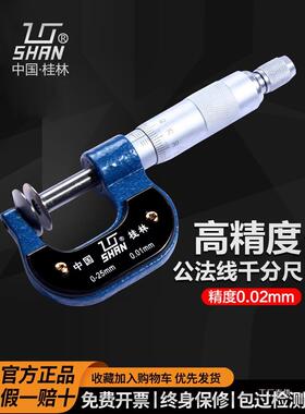 桂量桂林公法线千分尺0-25-50-75-100-200-300mm齿轮纸张测量钺鸣