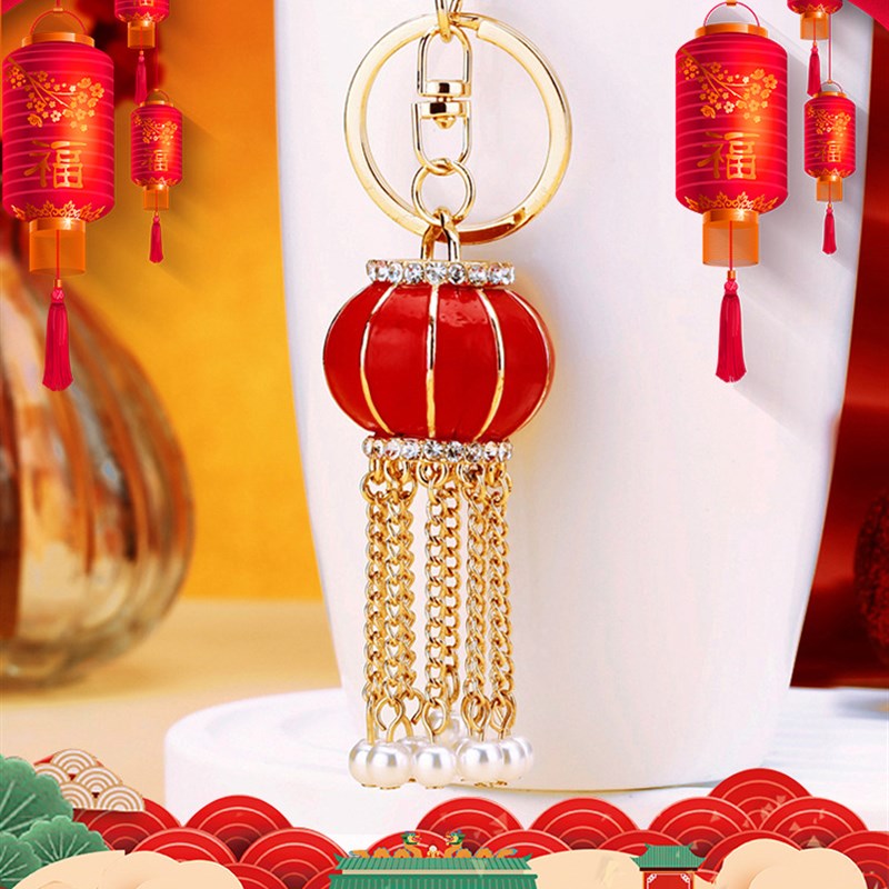 少女心福灯笼流苏汽车钥匙扣女毛绒韩国可爱创意包包挂件钥匙链圈