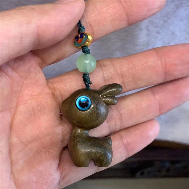 绿檀紫檀木质大象小木鹿手机链挂件 包包钥匙扣木质工艺品手把件
