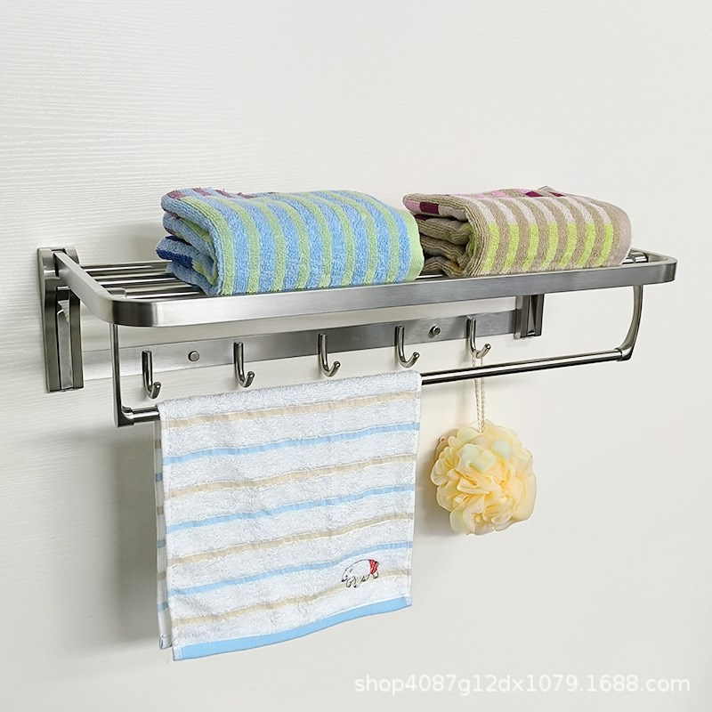 浴室不锈钢毛巾架折叠浴巾架304不锈钢打孔卫生间洗澡间置物架子