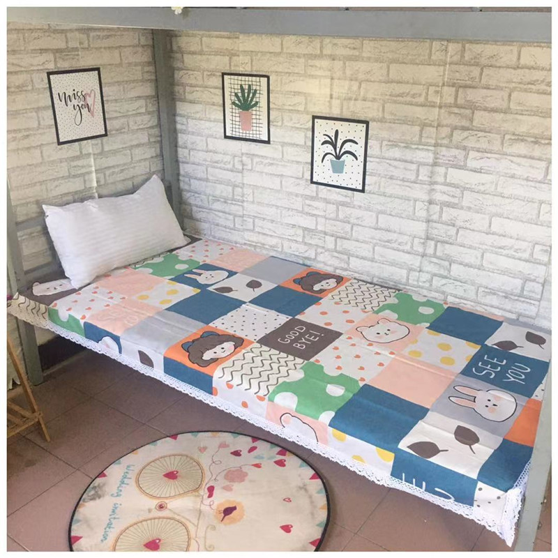 粗布凉席夏季清凉全棉加厚床单学生宿舍上下铺单Q人抗皱床单1*2米